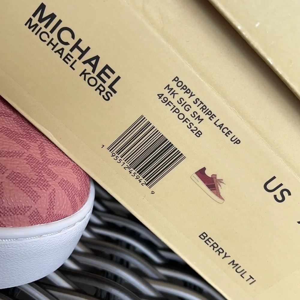 Michael Kors Poppy Stripe Lace Up MK Signature SM 49F1POFS2B Berry Multi WMNS